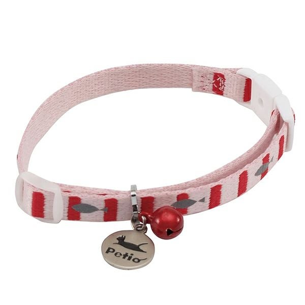 ピンクボーダーフラワー、わんちゃん猫ちゃん用襟付き首輪 20%OFF！スーパーSALE】CAT COLLAR キャットカラー フィッシュボーダー