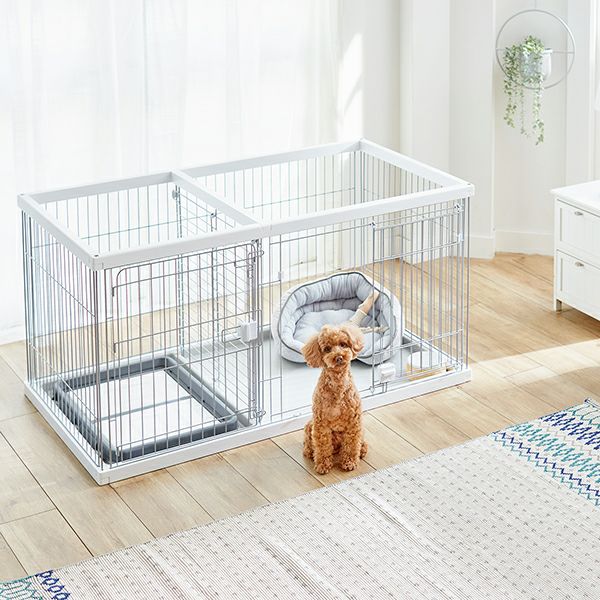 値下げ❗️ペットサークル　　　　　　　　　　　　　オシャレなホワイト！ 37%OFF！買い替え特集】トイレのしつけが出来る ドッグルームサークル