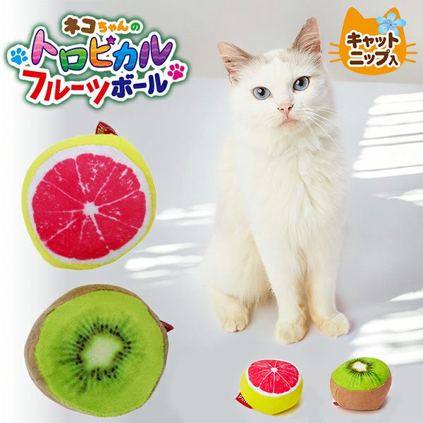 猫用おもちゃ トロピカルフルーツボール 2個セット グレープフルーツ