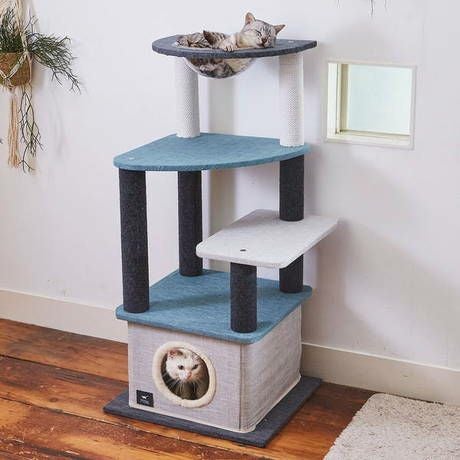 新品！ペティオ 猫用タワー キャットリビングタワー クリアボウル＆ベッドタイプ 13%OFF】猫用タワー necoco ネココ キャットリビングタワー クリア