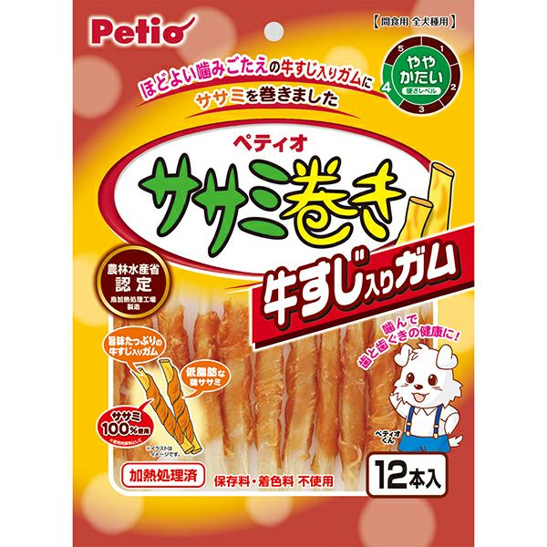 ササミ巻き 牛すじ入りガム 12本入 | ペティオ オンライン ショップ本店