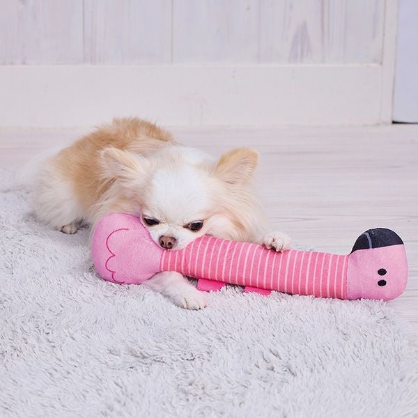 15%OFF！スーパーSALE】犬用おもちゃ プイプイタグかme～ フラミンゴ