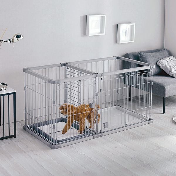 犬用 トイレのしつけが出来る ドッグルームサークルPlus グレー ワイド