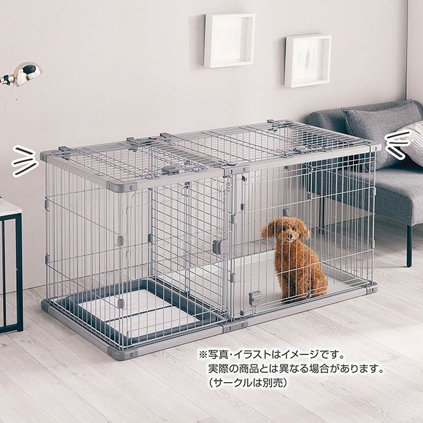 ペティオ ドッグルームサークル＋別売りの屋根付き(値下げ中) 犬用 ドッグルームサークルPlus グレー ワイド 専用屋根面 | ペティオ
