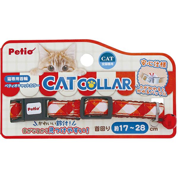 子猫首輪　30枚 20%OFF！スーパーSALE】猫用首輪 CAT COLLAR チェック レッド【会員様