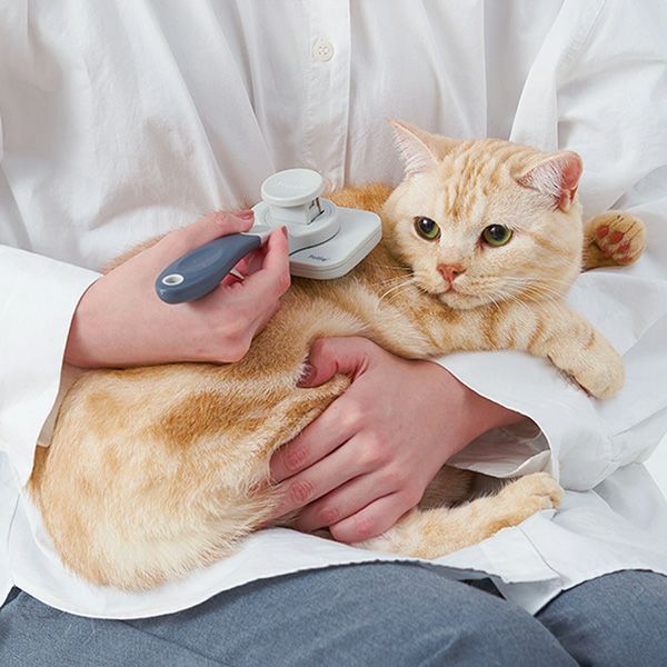 犬猫用 FIXCARE 掃除がしやすいボタン式 回転スリッカーブラシ S