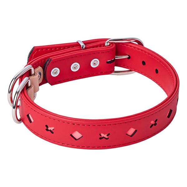 犬用首輪 反射クロスダイヤ 平首輪 30mm レッド | ペティオ オンライン