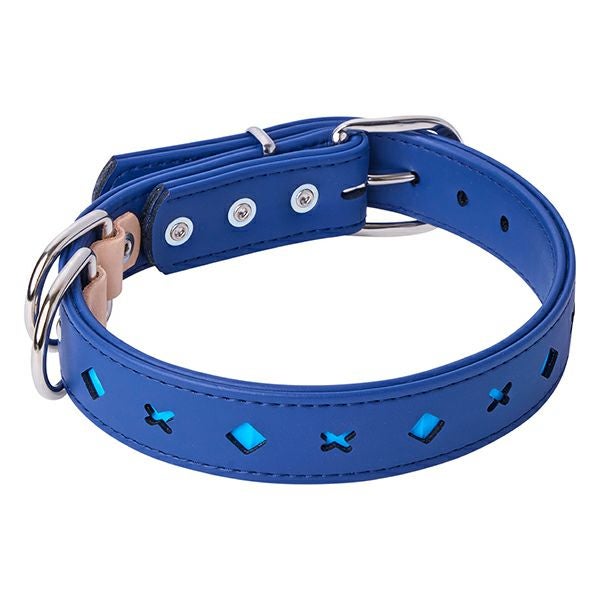 犬用首輪 反射クロスダイヤ 平首輪 30mm ブルー | ペティオ オンライン